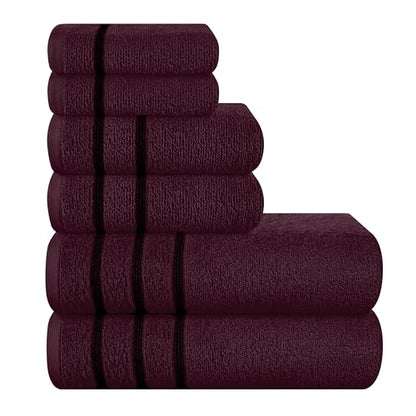 MyOwn Ultra Soft 6 Pack Cotton Towel Set, Contains 2 Bath Towels 28x55 inch, 2 Hand Towels 16x24 inch & 2 Wash Coths 12x12 inch, Ideal Everyday use, Compact & Lightweight - Burgundy, 71643 - color: Burgundy, size: 6-Piece Towel Set