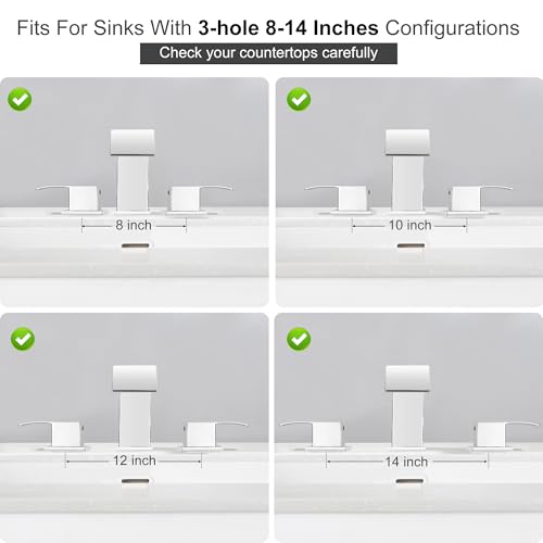GAGALIFE 8 Inch Waterfall Bathroom Faucets for Sink 3 Hole - Chrome Bathroom Faucet with Pop-up Drain, Widespread Bathroom Sink Faucet 2-Handles, Patent No. : US D967,340 S - color: Chrome, style: With Drain