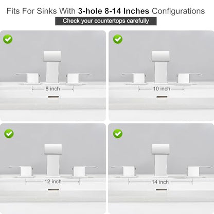 GAGALIFE 8 Inch Waterfall Bathroom Faucets for Sink 3 Hole - Chrome Bathroom Faucet with Pop-up Drain, Widespread Bathroom Sink Faucet 2-Handles, Patent No. : US D967,340 S - color: Chrome, style: With Drain