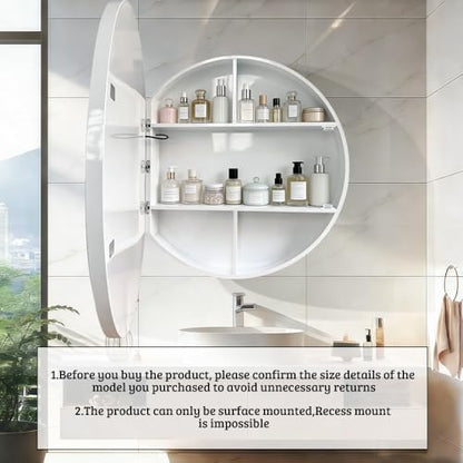 Round Medicine Cabinet with Light,3 Color Temperature,Dimmer,Defogger,32inch,White - color: White, size: 32inch