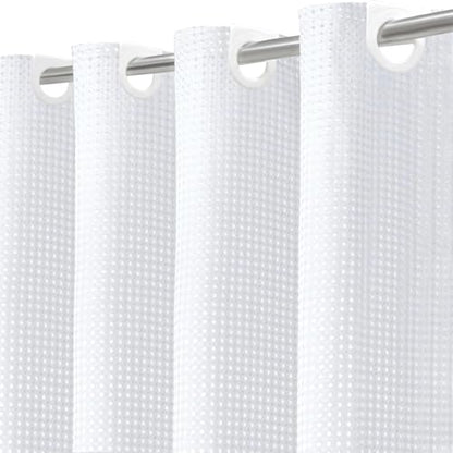 Inhousolu No Hook Shower Curtain with Removable Snap-in Liner, Waffle Weave 230 GSM Polyester, Weighted Hem, Water Repellent Washable, 60 x 72 Inch, White - color: White, size: 60"W x 72"L (Pack of 1)