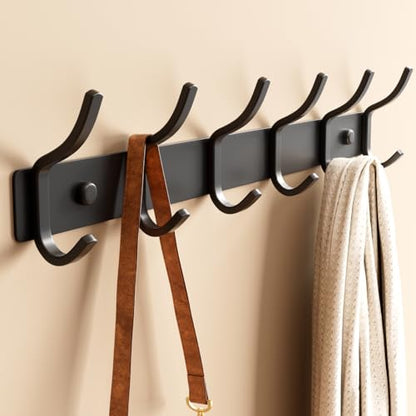 GWAAZXGZ Black Coat Rack Wall Mount - 15 Inch Metal 6-Hook Rack(1 Pack) | for Hanging Coats, Bags, and Towels in Entryway, Livingroom, Bedroom, Bathroom, and Kitchen - color: Black, size: 1 Pack