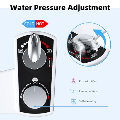 Hibbent Bidet Attachment for Toilet, Hot and Cold Water Spray Non-Electric Dual Nozzle for Frontal & Rear Wash, Adjustable Water Pressure Control, Self Cleaning Water Sprayer, Black/Chrome - color: Black