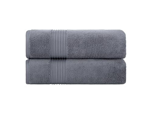 Milara Turkish Super-Plush Bath Towels Set 2-Piece | Premium Cotton Bath Towel Set Absorbent, Durable with Hanging Loops | Anthracite (Dark Gray) Turkish Bath Towels, (27 x 54 Inches) - color: Anthracite (Dark Gray), size: Bath Towel (2 Pcs) - 27" x 54"