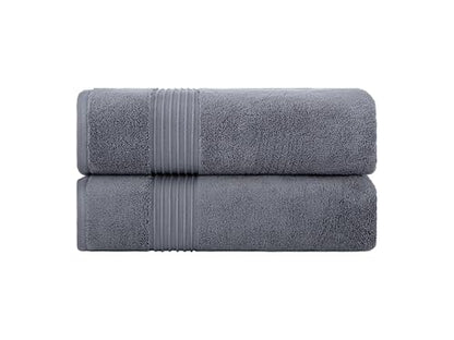 Milara Turkish Super-Plush Bath Towels Set 2-Piece | Premium Cotton Bath Towel Set Absorbent, Durable with Hanging Loops | Anthracite (Dark Gray) Turkish Bath Towels, (27 x 54 Inches) - color: Anthracite (Dark Gray), size: Bath Towel (2 Pcs) - 27" x 54"
