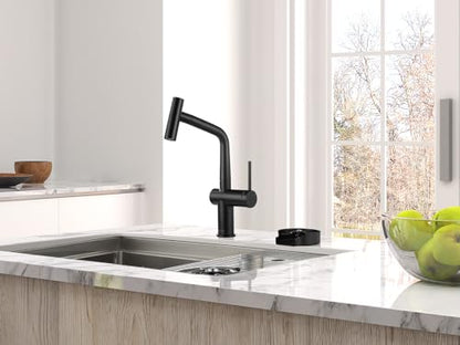 AS06MB Matte Black Bar Faucet or Prep Kitchen Sink Faucet with Pull Down Sprayer and Single Handle - color: Matte Black, style: Modern