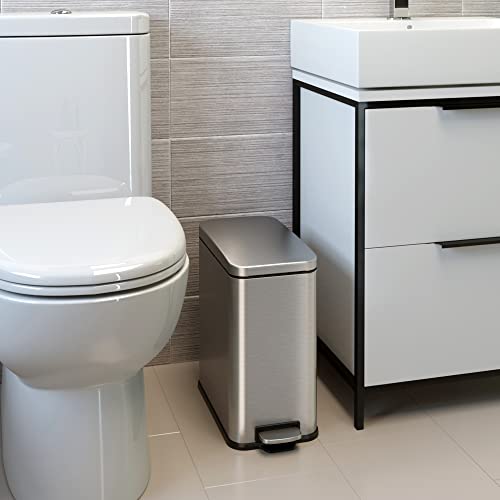 iTouchless 3 Gal Nursery Waste Bin | Step Pedal Diaper Trash Can | Silver | Foot-Operated Lid Opens Instantly | Whisper-Quiet AirNova Damper | Removable Liner Bucket | Neutral Finish Suits Any Color - color: Matte Silver