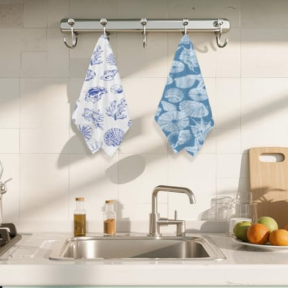 Starfish Waffle Kitchen Towel Soft Absorbent Hand Tea Towels Set of 2 - color: Multi 1573