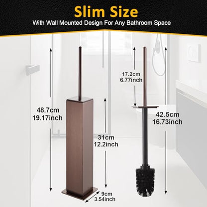 Toilet Brush and Holder Floor Standing, Brushed Rose Gold with 2 Replaceable Heads,Freestanding Toilet Bowl Brush with Removable Liner and Splash Guard, Modern Square Design - color: Rose Gold-standing