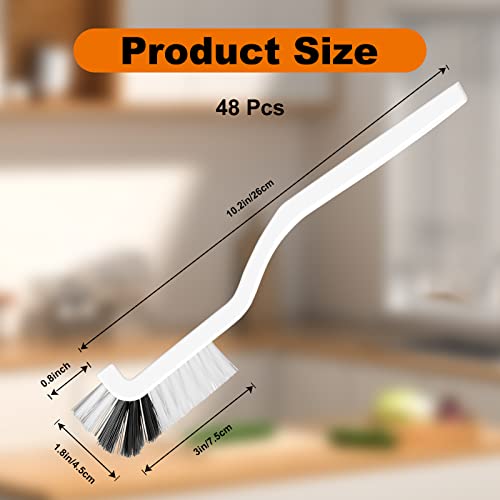 Rtteri 48 Pcs Kitchen Scrub Brush Bulk Plastic Sink Bathroom Cleaning Edge Corner Brush for Household Bottle Dish Tile Lines Window Track Crevice with Stiff Bristle