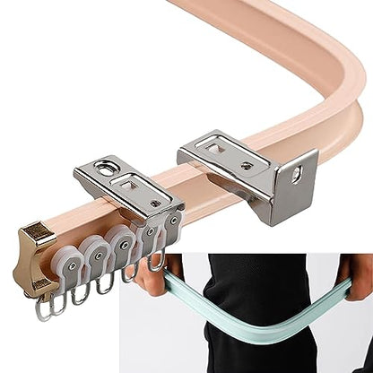 Flexible Bendable Ceiling Curtain Track Wall Mount, Sliding Ceiling Track System Aluminum Heavy Duty Room Divider Curtain Rod For Hang Curtains, Curved Shower, RV Curtain Rails, Bay Windows - color: Pink, size: 2.5M-8.2ft