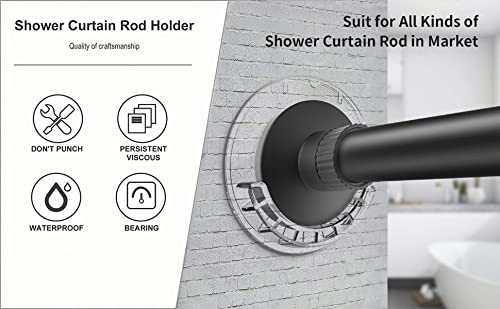 LADYMOON Adhesive Shower Curtain Rod Holder No Drilling,Set of 4,Max Load 60 lbs,Heat Resistant and Waterproof,Wall Mount Retainer of Shower Rods for Bathroom(Shower Curtain Rod Not Included) - size: Transparent-XX-Large
