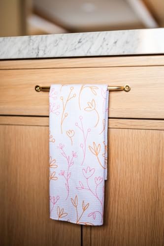 Kitchen Towels, Dish Towels for Kitchen, 2 Pc Kitchen Towel Set | Microfiber Waffle Towels, 16 x 26 inches, with Hanging Loops, Reusable Tea Towels, Cute Kitchen Towels - 2 Pack - color: Pink