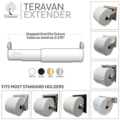 Standard Toilet Paper Holder Extender, Gold | Extra-Large Rolls Perfect for Double, Triple Rolls in Regular or Ceramic Bathroom wall Holders - color: Gold