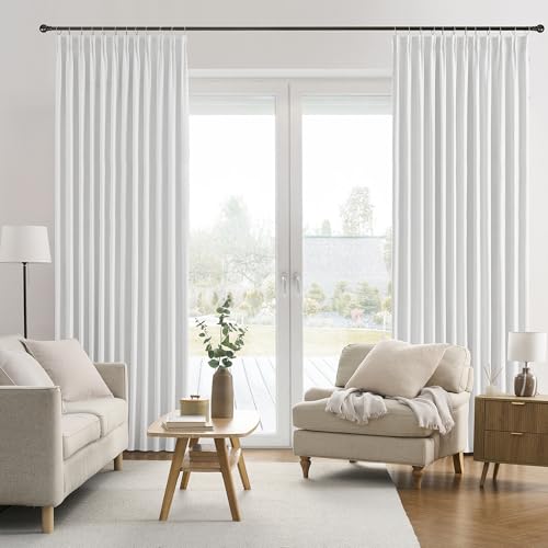 RAIN CITY Snow White Black Out Curtains 84 Inches Long 2 Panels 50 x 84 | Textured Bedroom Curtains for Track System Hooks Back Tab - color: Snow White, size: 50"W x 84"L (Pack of 2)