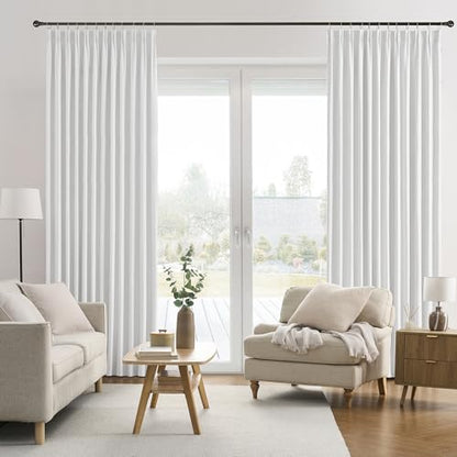 RAIN CITY Snow White Black Out Curtains 84 Inches Long 2 Panels 50 x 84 | Textured Bedroom Curtains for Track System Hooks Back Tab - color: Snow White, size: 50"W x 84"L (Pack of 2)