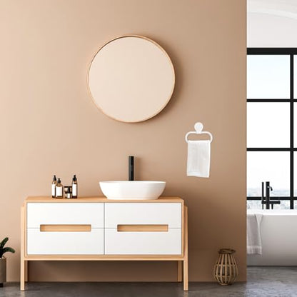 Adhesive Towel Holder, White Hand Towel Holder for Wall Mounted, Plastic Oval Shower Washcloth Hanger Ring for Bathroom