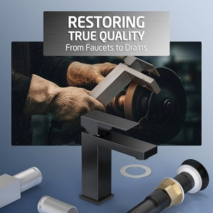 KES Black Bathroom Faucet Single Hole Bathroom Sink Faucet Single Handle Lavatory Vanity Sink Stainless Steel cUPC Certified Matte Black, L3156ALFF12-BK - color: Black, style: NO Drain - Short Faucet