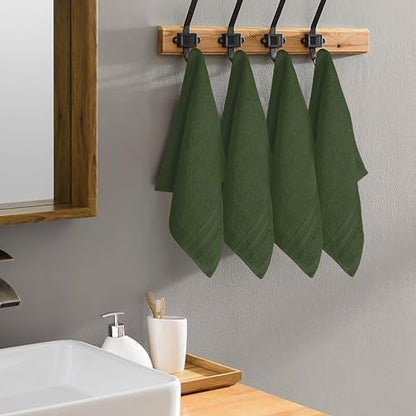 BOUTIQUO Ultra Soft Cotton Washcloths, Contains 12 Piece Face Cloths 12x12 inch, Ideal for Everyday use Face Towels, Compact & Lightweight Multi Purpose Washcloths - Olive Green - color: Olive Green, size: Washcloths - Set of 12