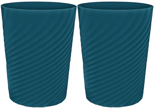 DAJITRE 1.8 Gallon Small Trash Can Wastebasket Recycling Bin Slim Profile for Compact Spaces Bathroom, Office, Bedroom, Kitchen (1.8 Gallon-2pack, Navy) - color: navy, size: 2 Pack
