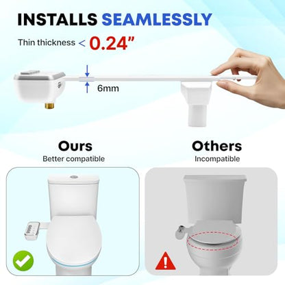 Bidet Attachment for Toilet,Independent Adjustable Water Pressure,Self Cleaning Non-Electric Dual Nozzle for Frontal & Rear Wash,Fresh Water Bidet Toilet Seat, White - color: A1-Bidet Attachment