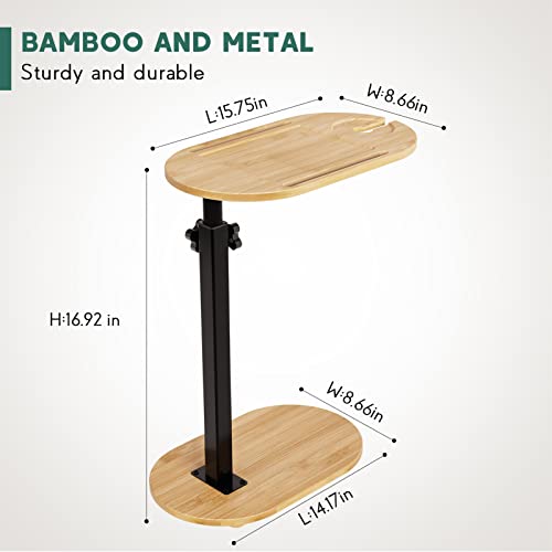 Bamboo Bath tub Tray Table with Adjustable Height | Freestanding Bathtub Tray Bath Caddy Tray against Wall, Bathtub Side Table for Luxury Bath Patent Protected (Natural) - color: Natural