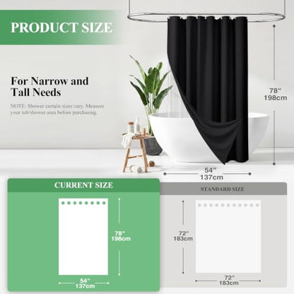 Stall 3 in 1 Waffle Shower Curtain Set with Liner 54x78 Black | 54 x 78 inch Long, Waterproof Clear PEVA Liner, 256GSM Heavy Duty Fabric, Hotel Luxury Shower Curtains for Bathroom, 10 Hooks - color: A Black, size: 54"W x 78"L (Pack of 1)