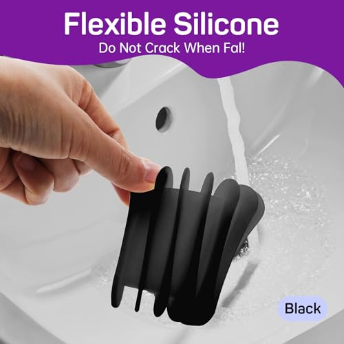 2 Pcs Self Draining Silicone Soap Holder - Waterfall Design Soap Dishes for Bathroom, Keeps Soap Bars Dry & Clean,Black - color: Black