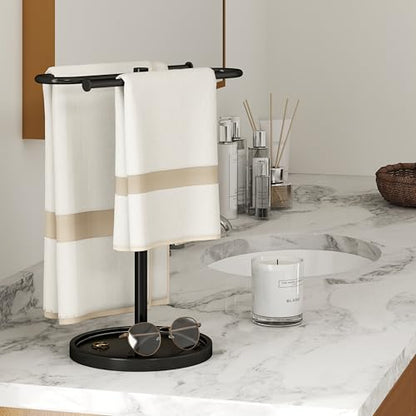 Bethom Hand Towel Holder Stand for Bathroom Countertop,S-Shape Bar,Black | Stainless Steel Hand Towel Racks Standing Holds 2 Towels for Kitchen - color: Black
