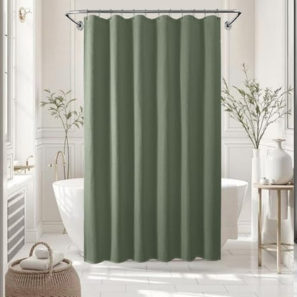 Waterproof Waffle Shower Curtain, 260GSM Heavy Duty Fabric with 12 Stainless Steel Hooks, Luxury Hotel Spa Style for Bathroom, Machine Washable, 72 x 72, Green - color: Waffle-sage Green
