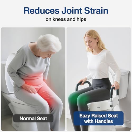 5" Toilet Seat Riser Supports 300lbs Raised Toilet Seat with Removable Padded Arms for Seniors, Pregnant, Handicap(N1FYT14-AZ)