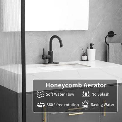 Black Bathroom Sink Faucet with Pull Out Sprayer for 1 Hole,Bar Sink with Pop-Up Drain,Single Handle Small Kitchen Faucet with 4 in Deck Plate,360°Swivel Faucet for Farmhouse Vanity - color: Black, style: Pull out-R