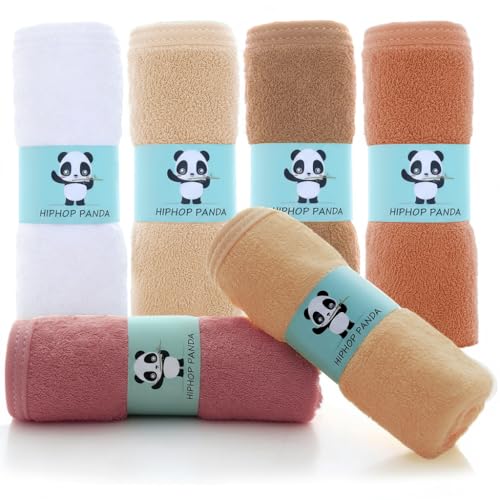 HIPHOP PANDA Ultra Soft Baby Washcloths, 2-Layer Absorbent Wash Cloths | Reusable Newborn Wipes for Delicate Skin | Rayon Made from Bamboo Towel Face Body | Registry Ready | 6 Pack Blush and Mocha - color: Blush and Mocha, size: 10x10 Inch - 6 Pack