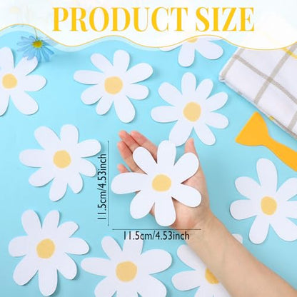 24 Pcs Non Slip Bathtub Stickers, Flower, White | Anti Slip Grip for Shower Floor, Self Adhesive Treads with Scraper Tool, Daisy Appliques Decals for Bathroom Safety - color: White, style: Flower
