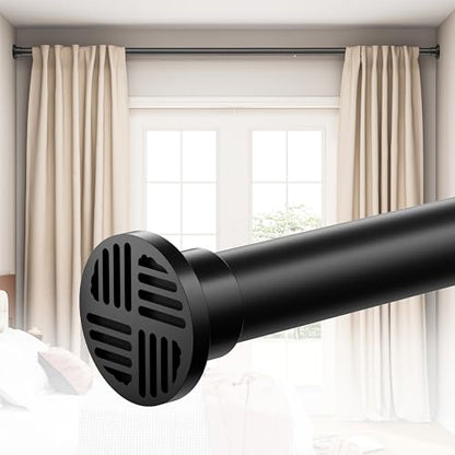 Extra Long Tension Curtain Rod No Drill by EZFurni, 82–123 Inch Heavy Duty Tension Rod with Lock-In Stability, Spring-Loaded Non-Slip Secure Hold for Shower, Window, Patio, 1.26" Diameter, Black - color: Black, size: 82-123 Inches