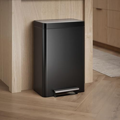 KOHLER K-20956-BST Dual Compartment Step Trash Can, Liner, Black Stainless - color: Black Stainless Steel, size: 11 Gallon - Dual Compartment