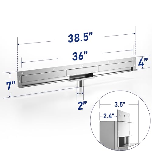 Linear Wall Drain 36’’, CUPC Certified | 304 Stainless Steel Side Drain w/ Tiled Grate & Hair Strainer, Brushed Tiled Shower Drain for Bathroom - size: 36"