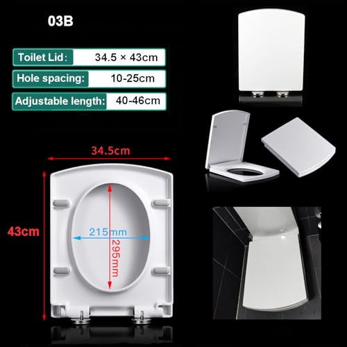 Toilet Seat - Soft Close Quick Release for Easy Cleaning, Top Fix Installation with Adjustable Hinges - Ideal for Bathroom Upgrade - size: 03b