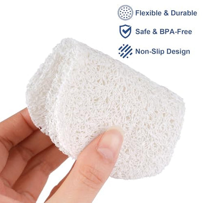 8 Pack Soap Holder, White Bar Soap Saver Dish for Shower, 4.5" x 3" | High-Efficiency Drainage & Non-Slip, Lift Pads Sponge Tray for Kitchen Sink, Bathroom, Travel, Hotel Cleaning Supplies - color: White