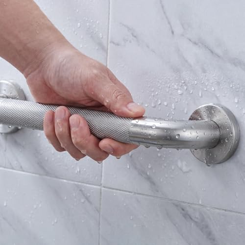 12 Inch Shower Grab Bars for Seniors, 2 Pack Brushed Nickel Stainless Steel ADA Grab Bars with 1.25'' Diameter Anti-Slip Textured Surface, Shower Safety Hand Rails for Elderly Handicapped | 1.25'' Diameter, Heavy Duty 304 Stainless Steel, Non-Slip Knurled