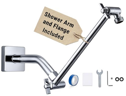 G-Promise 11 Inch Shower Extender with 6 Inch Shower Arm and Flange(Chrome) | Solid Brass Construction, Height and Angle Adjustable, Standard Connection Thread, All Installation Tools Included - color: Chrome, style: 11 Inch