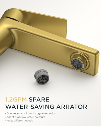 FORIOUS Brushed Gold Bathroom Faucet 1 Hole, Bathroom Vanity Faucet Gold | Single Hole Gold Sink Faucet Bathroom Single Handle, Vanity Gold Faucet for Bathroom Sink with 1.2 GPM Water-Saving Aerator - color: Brushed Gold