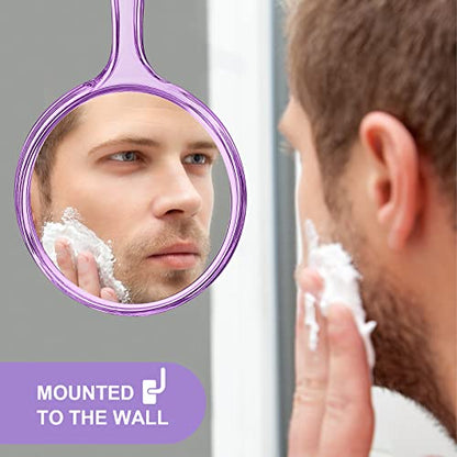 D Hand Mirror with Handle, Purple, Rounded Shape | 1X 2X Magnification, Double Sided , Acrylic, Small Handheld,Lightweight & Portable, - color: Small Purple