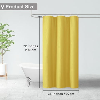 Small Stall Shower Curtain - Embossed Textured Bathroom Curtain, 36 x 72 Shower Curtain for RV Camper, Machine Washable Water Resistance, Lemon Yellow - color: Lemon Yellow, size: 36"W x 72"L (Pack of 1)