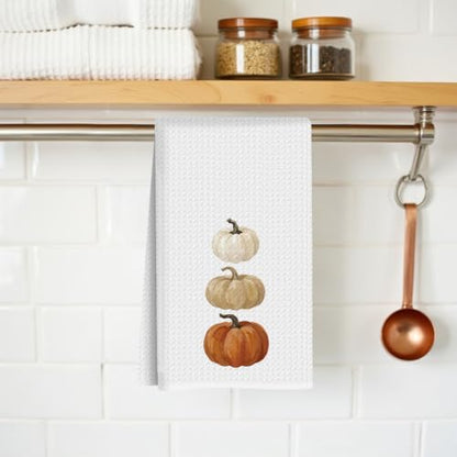 Fall Pumpkin Kitchen Towels Farmhouse Fall Bathroom Decor 1 | Autumn Thanksgiving Pumpkin Decorations, Dish Towels Hand Towel Tea Towel, Waffle Weave Microfiber, Quick Dry, Absorbent