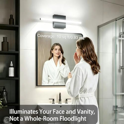 Bathroom Light Fixtures Over Mirror , 16 Inch Modern LED Cool White 6000K vanity Light Not Dimmable Small Vanity Lamp Bar baño IP44 Bath Wall Sconces for Restroom Indoor