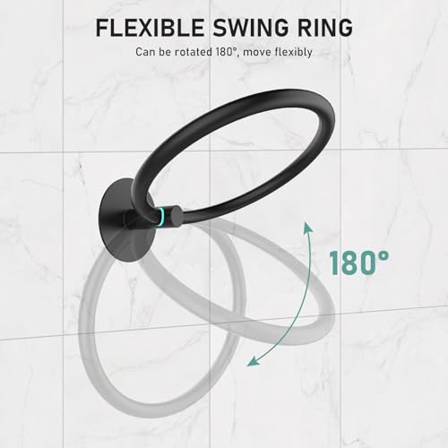 SetSail Towel Holder, Adhesive Hand Towel Holder for Bathroom Wall Stainless Steel Towel Ring Matte Black Towel Hanger Heavy Duty Towel Racks for Bathroom, Kitchen