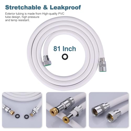 Shower Hose, 81 Inches Extra Long Shower Head Hose Extension for Bathing Toilet Cleaning Dogs Bathroom Bathing White Handheld Shower Hose - color: White, size: 81inch