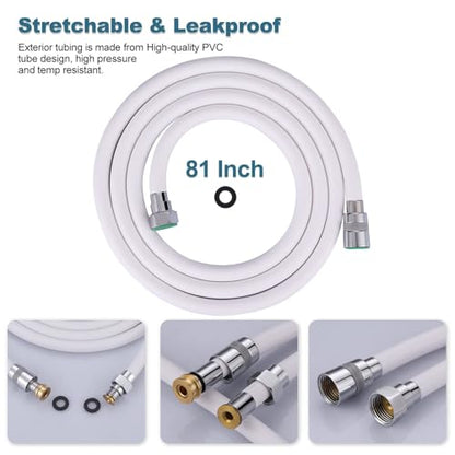 Shower Hose, 81 Inches Extra Long Shower Head Hose Extension for Bathing Toilet Cleaning Dogs Bathroom Bathing White Handheld Shower Hose - color: White, size: 81inch