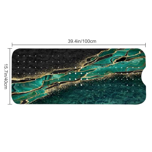 LNOND Marble Bath Tub Mat Non Slip, Extra Long 40 X 16 Inch Anti Slip Mat for Bathtub, Green Gold Marble Shower Mat with Drain Holes and Suction Cups, Machine Washable - color: Black White Gold